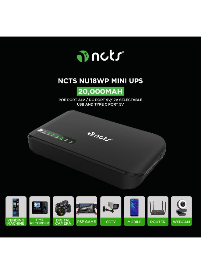 NCTS NU18WP Mini UPS POE Port 20000mAh 9V 12V SELECTABLE 18 Watts UPS Power Supply Multifunctional Power Buck Up - Image 5
